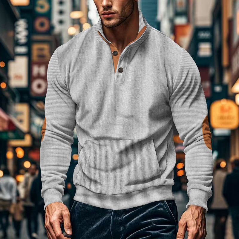 Pull décontracté pour hommes avec patte de boutonnage et surface texturée Chic und Stil