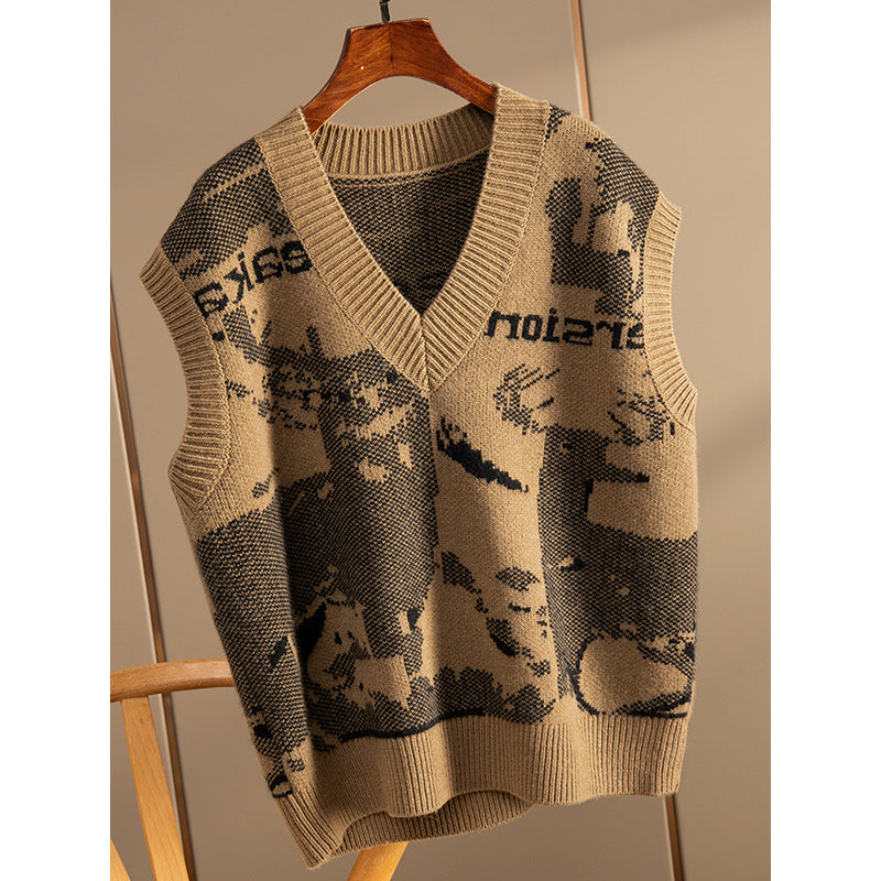 Pull sans manches en tricot graphique pour femmes Chic und Stil