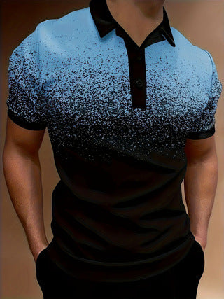 Hommes-Gradient-Impression-Performance-Polo-shirt Chic und Stil