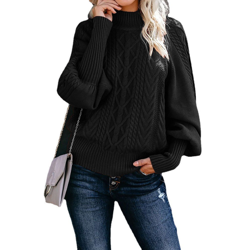 Pull en tricot pour femmes avec col montant et manches volumineuses Chic und Stil