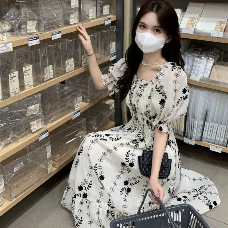 Robe maxi boho pour femmes avec haut élastique et manches volumineuses Chic und Stil