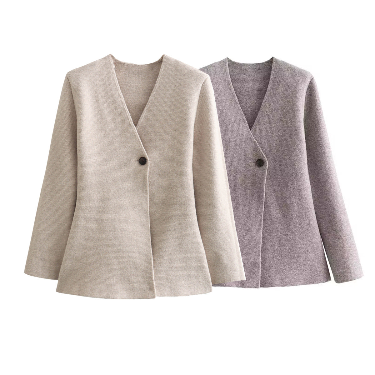 Dames élégante cardigan en tricot avec coupe asymétrique et détail de bouton Chic und Stil