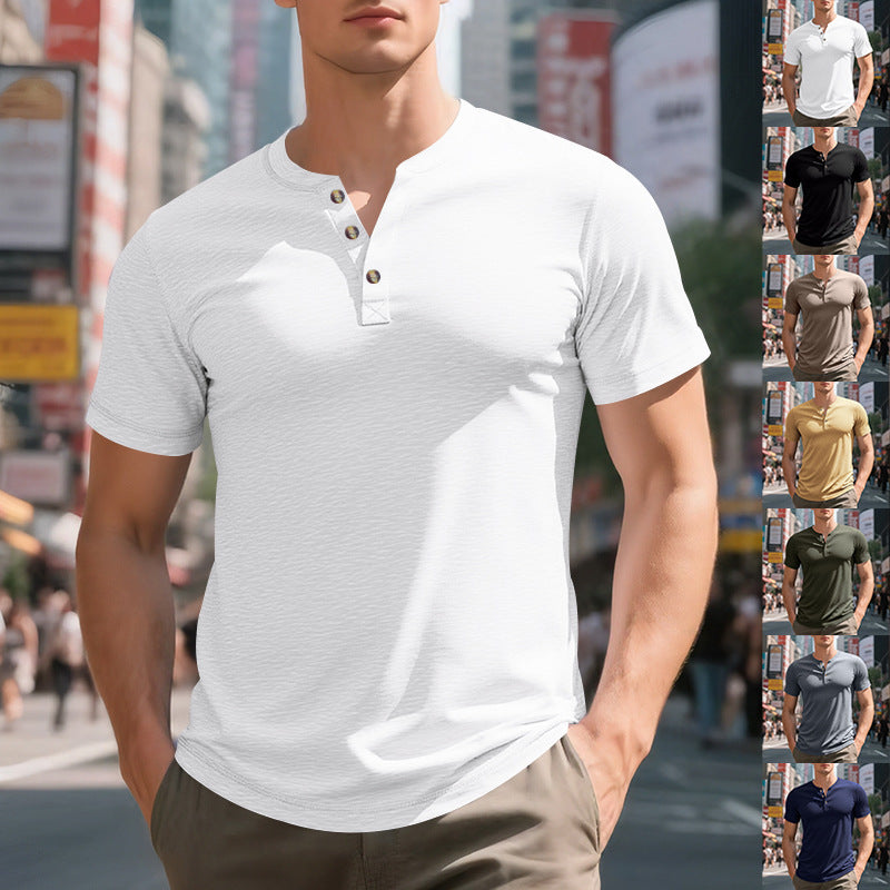 T-shirt Henley à manches courtes décontracté pour hommes en matériau respirant Chic und Stil