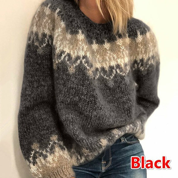 Pull en tricot confortable pour femmes avec un motif moderne et des manches volumineuses Chic und Stil