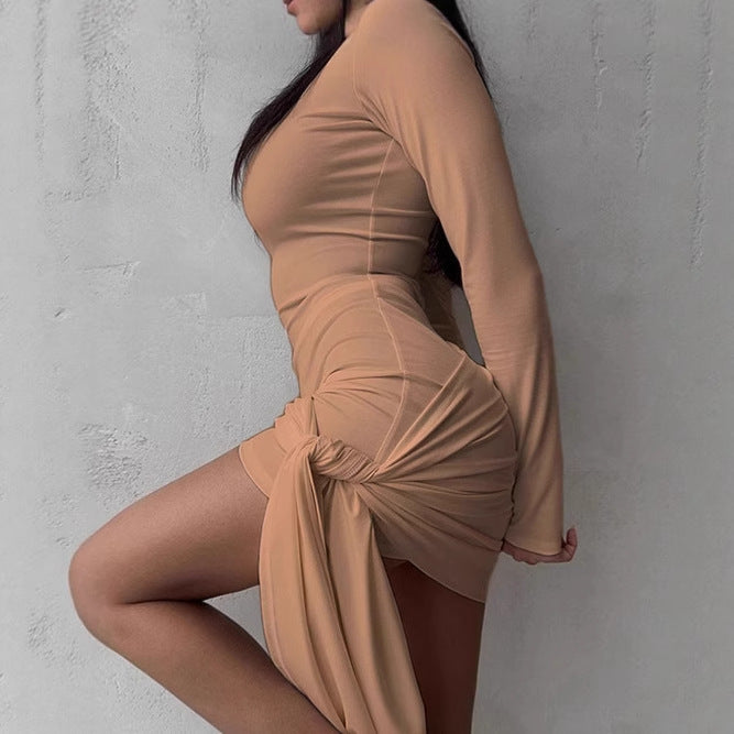 Robe portefeuille ajustée pour femmes à manches longues et drapée élégamment Chic und Stil