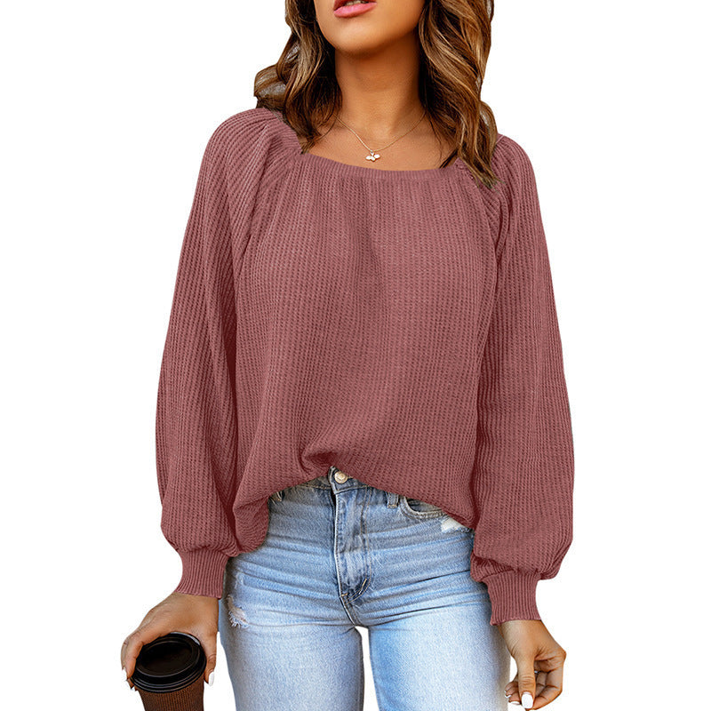 Pull en tricot surdimensionné pour femmes avec un décolleté ouvert et des manches bouffantes Chic und Stil