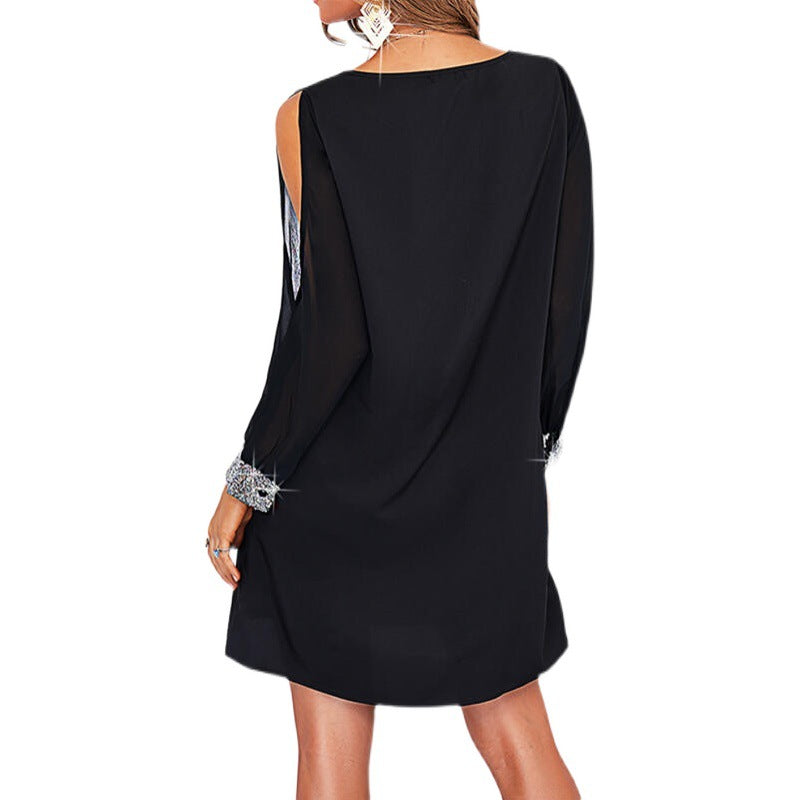 Robe mini élégante pour dames avec épaules dégagées et accents en sequins Chic und Stil