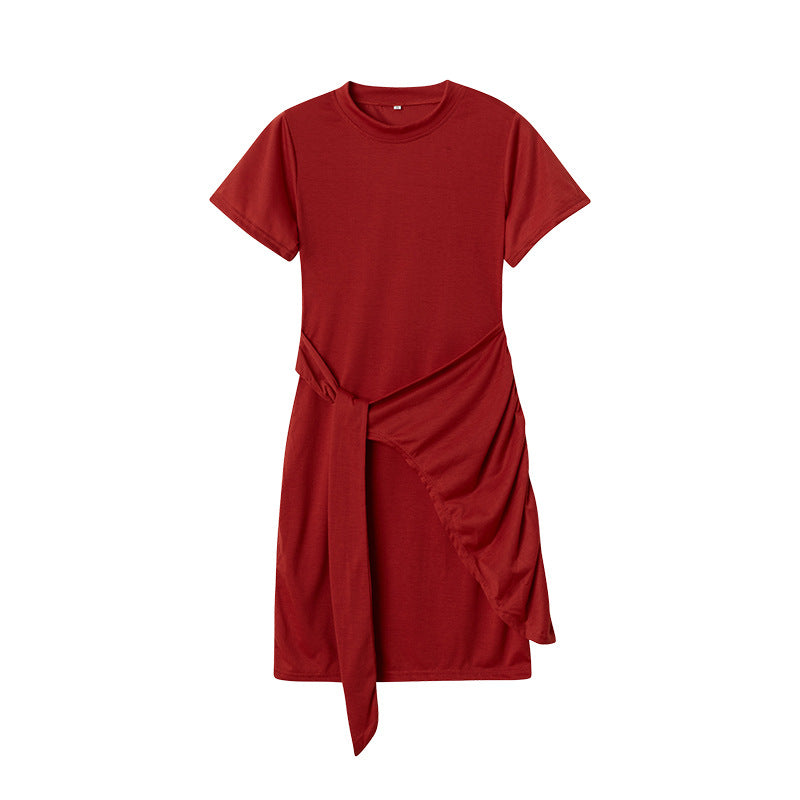 Robe T-Shirt drapée de loisirs pour femmes Chic und Stil
