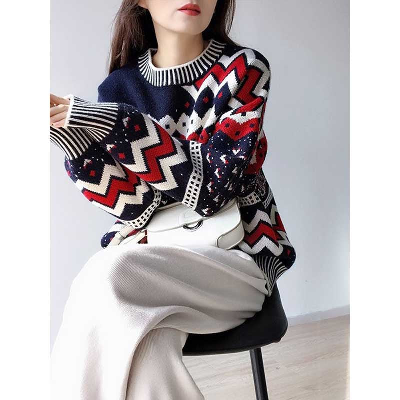 Pull en tricot à motif géométrique Chic und Stil pour femmes