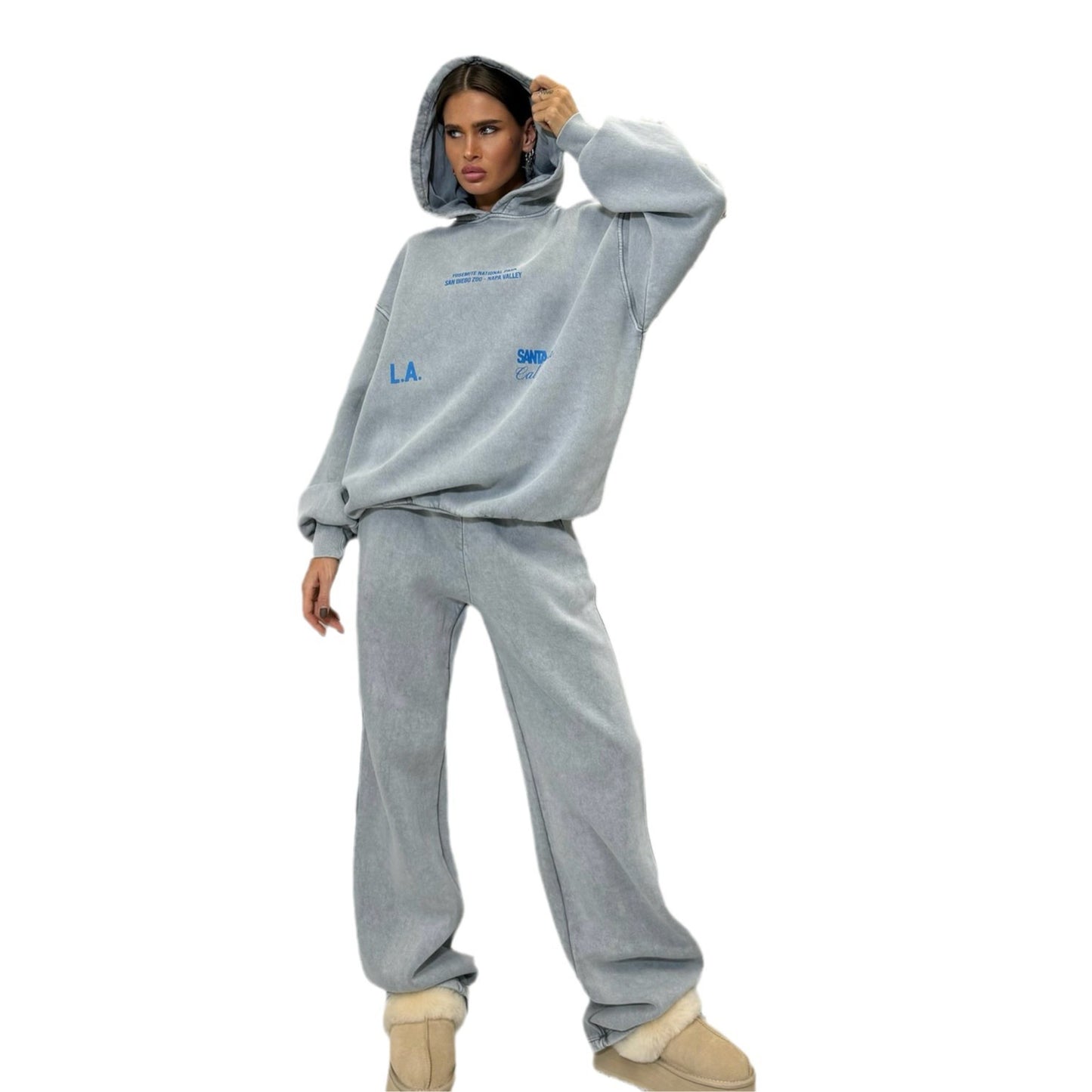 Dames Ensemble de sweat en polaire confortable avec capuche Chic und Stil