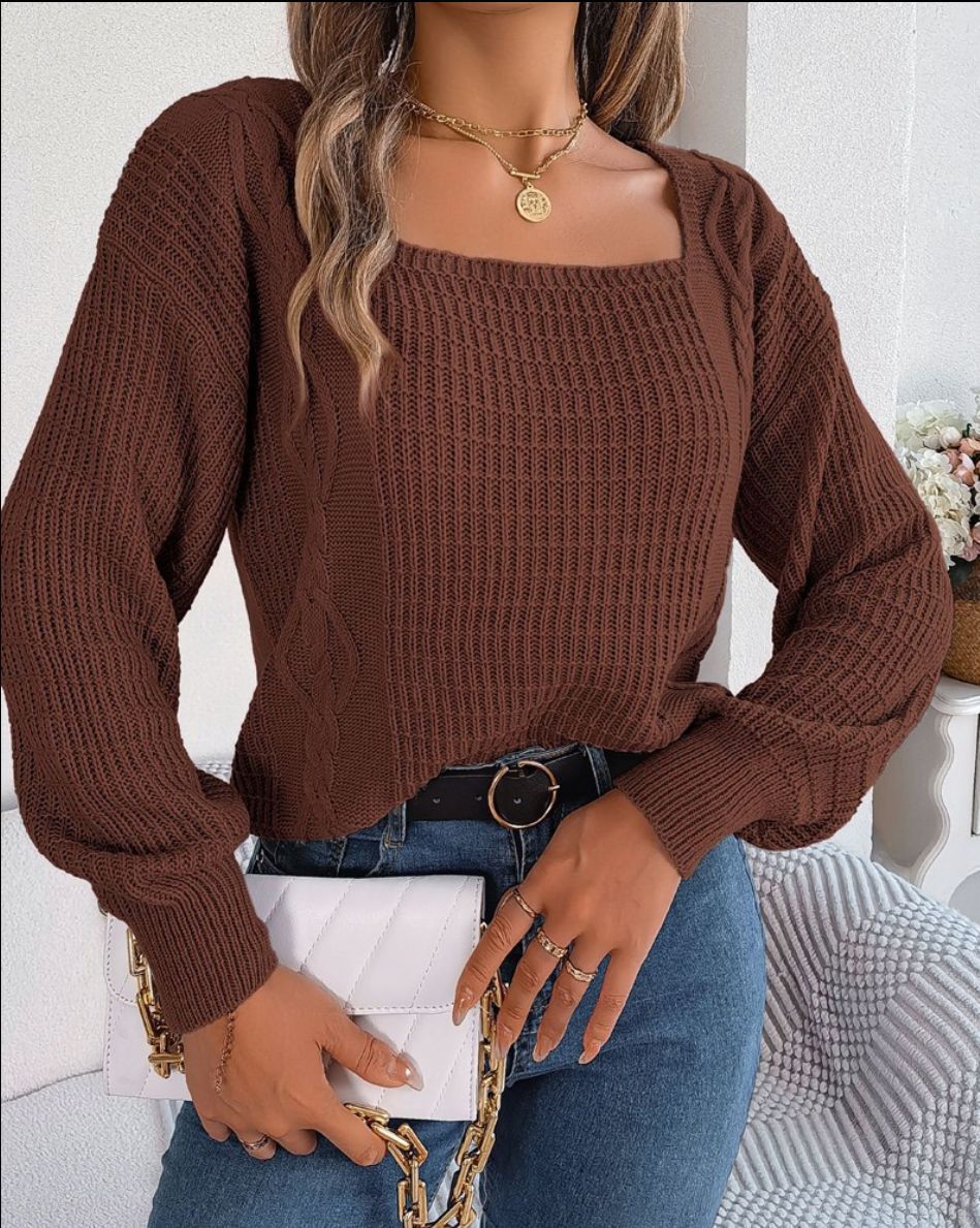 Pull en tricot décontracté pour femmes avec surface structurée et design de tresses romantiques Chic und Stil