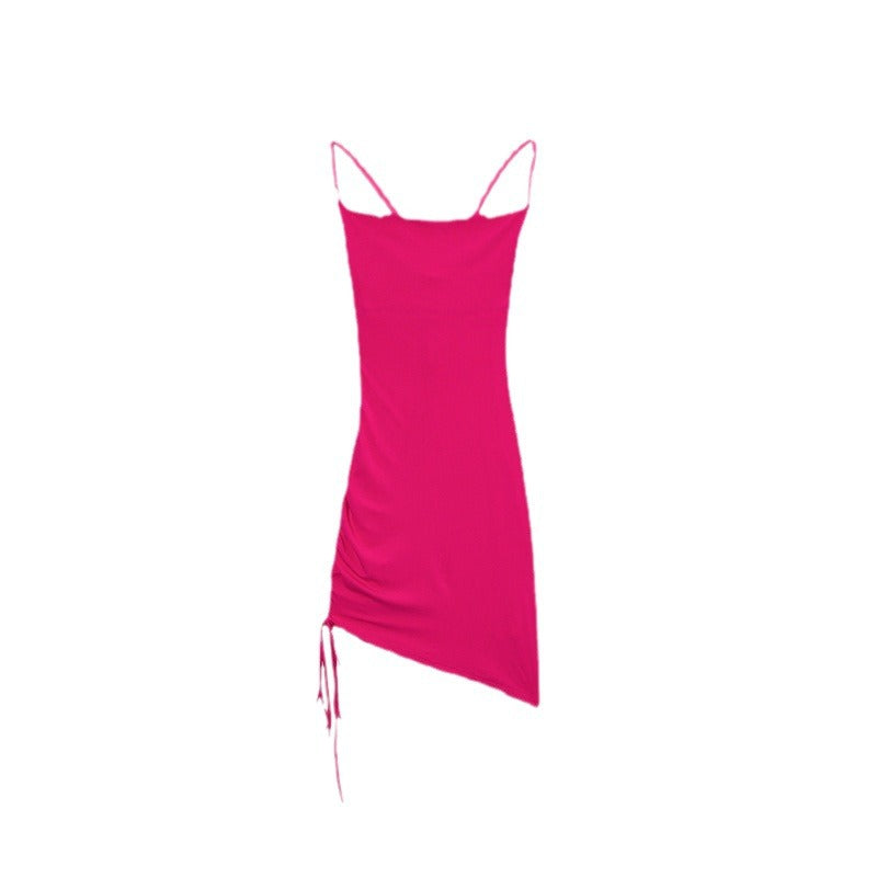 Robe mini asymétrique froncée pour femmes Chic und Stil