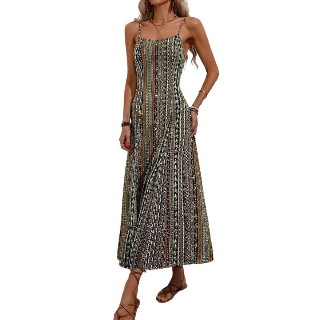 Robe maxi rayée bohémienne Chic und Stil pour femmes