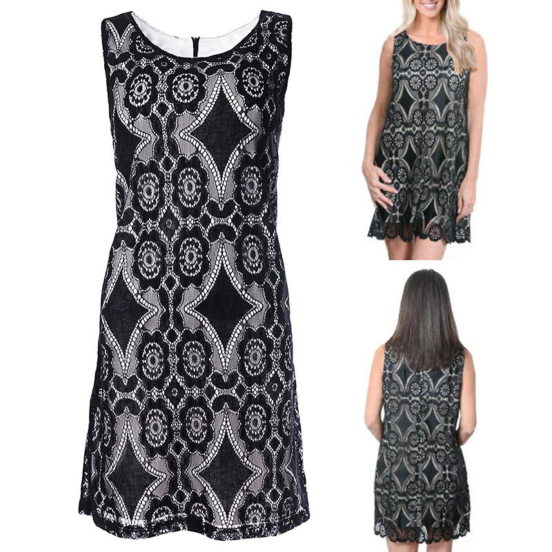 Robe en dentelle pour femmes avec motifs floraux et décolleté en forme de clé Chic und Stil
