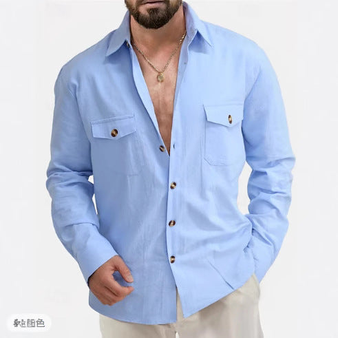 Chemise décontractée pour hommes avec boutons modernes et poches poitrine pratiques Chic und Stil