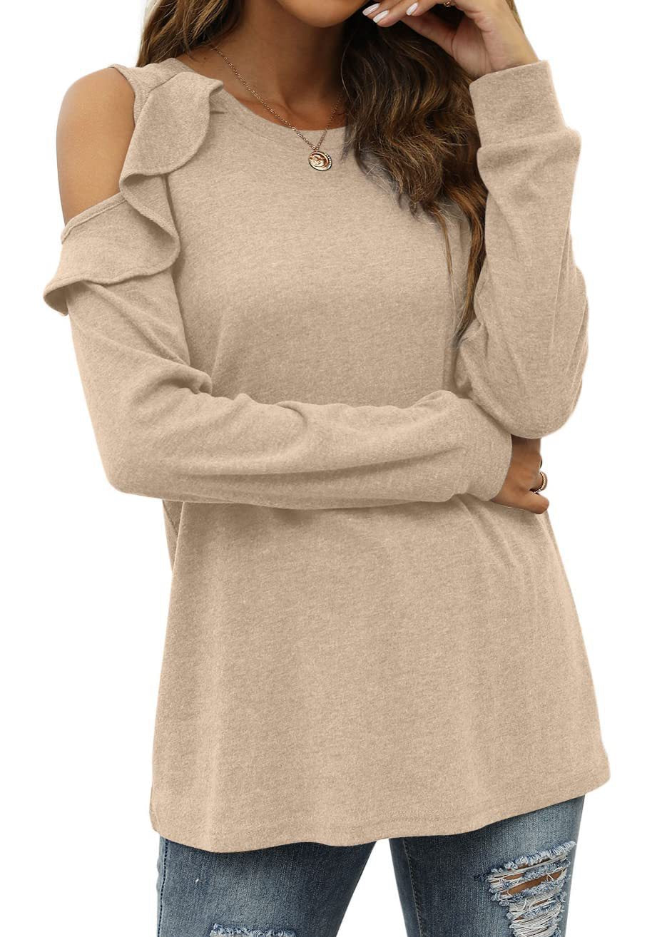 T-shirt à manches longues pour femmes avec des manches découpées et un détail volant Chic und Stil