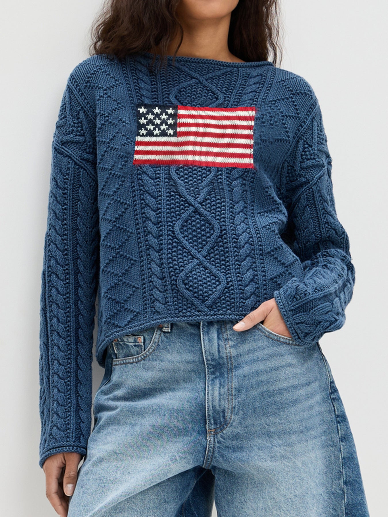 Pull en tricot pour femmes avec design drapeau américain Chic und Stil