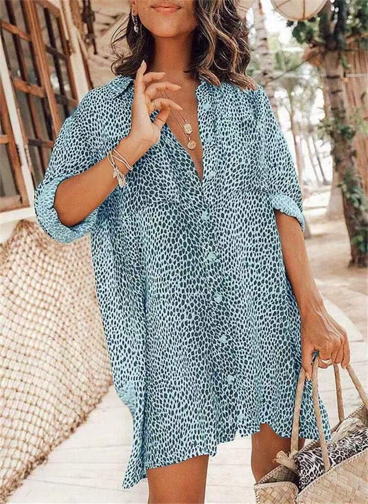 Robe chemise pour femmes avec motif animal et coupe décontractée Chic und Stil