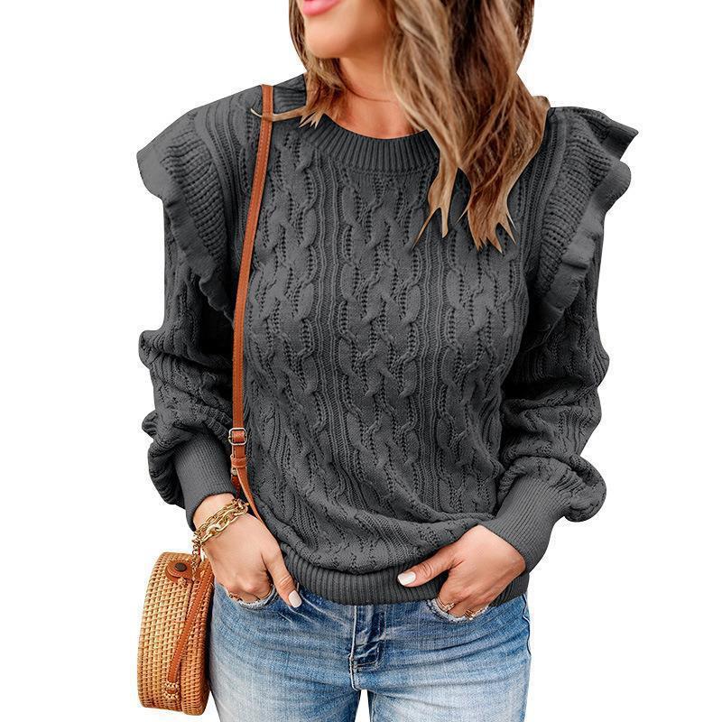 Pull en tricot surdimensionné pour femmes avec volants Chic und Stil