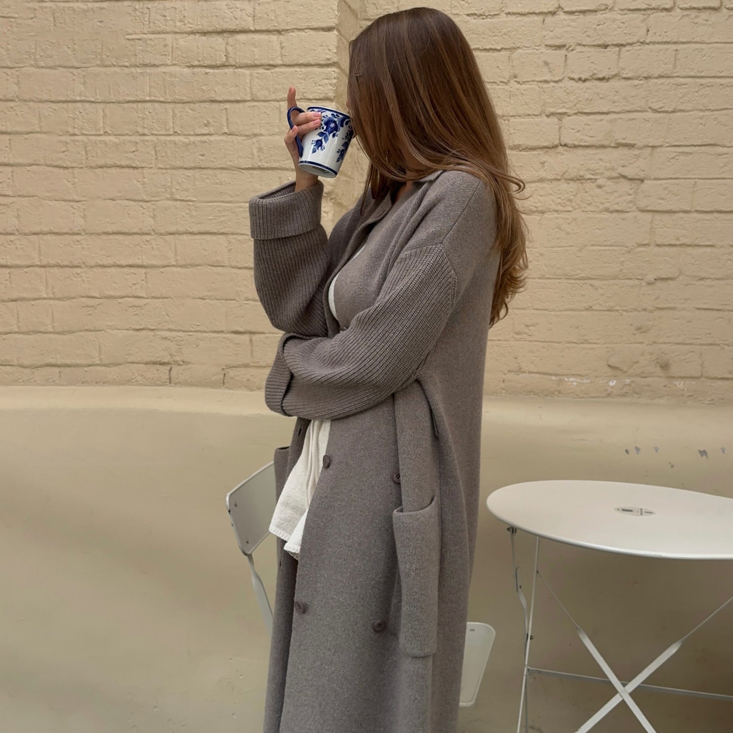 Dames élégant manteau long en laine de haute qualité Chic und Stil