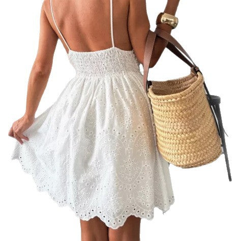 Robe d'été femme avec broderie ajourée Chic und Stil