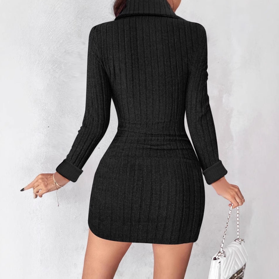 Robe à encolure cache-cœur en tricot pour femmes avec boutons élégants Chic und Stil