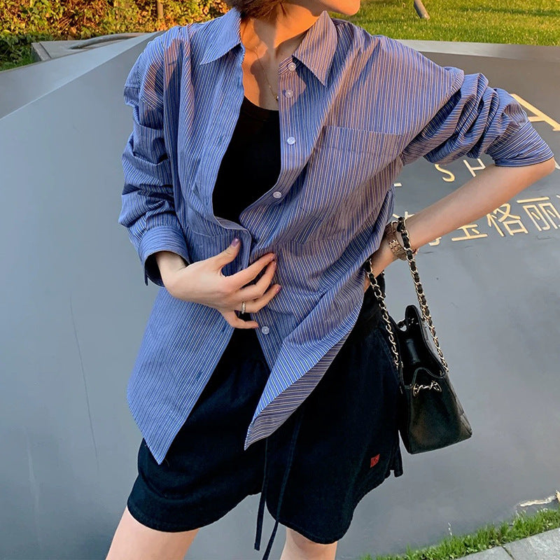 Chemise boutonnée surdimensionnée à rayures pour femmes Chic und Stil