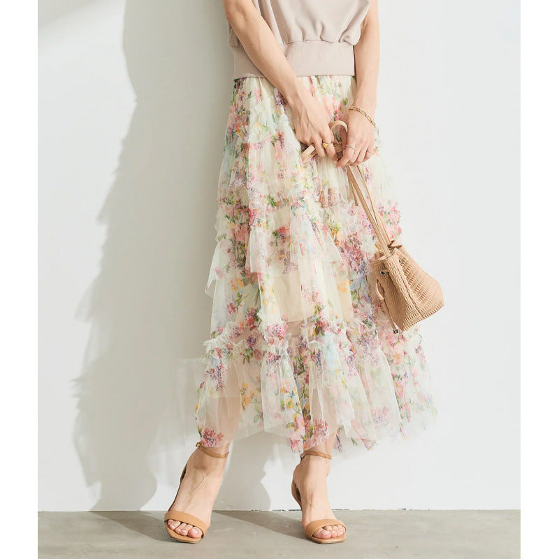 Jupe maxi fleuri Chic und Stil pour femmes