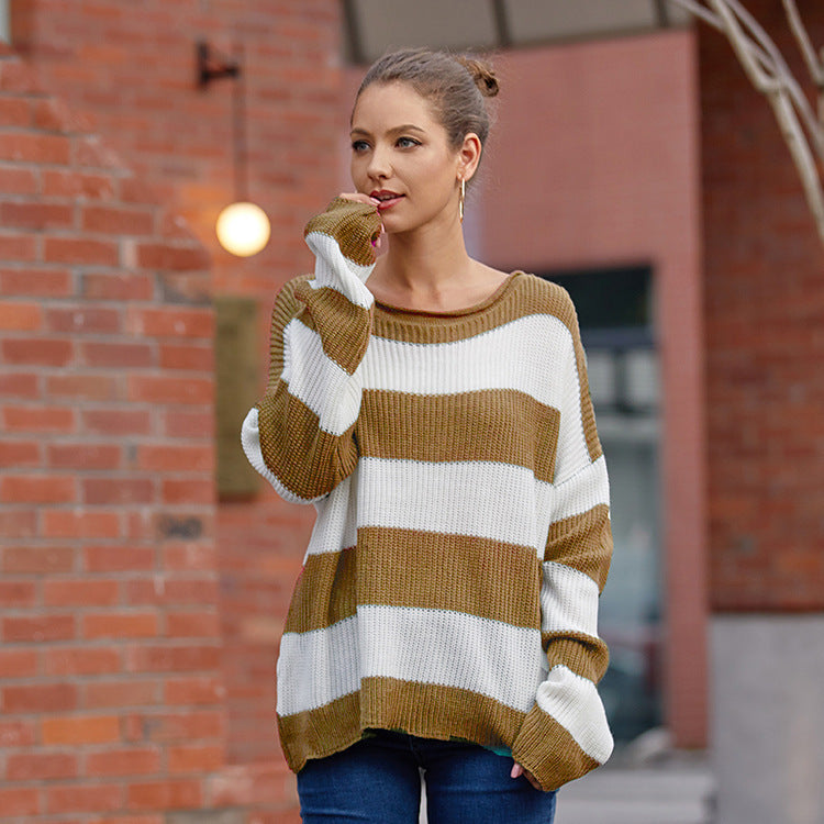Pull en tricot pour femmes avec des rayures modernes et une coupe décontractée Chic und Stil