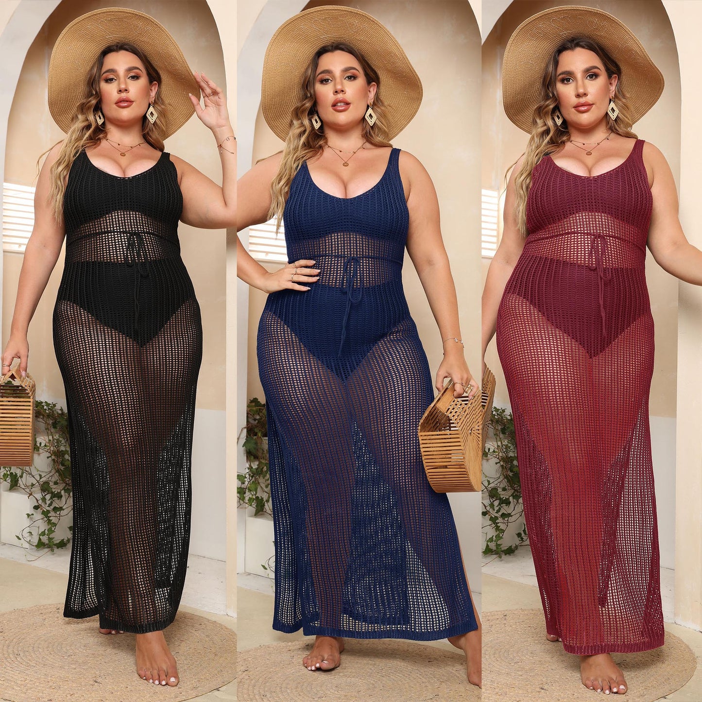 Robe Maxi Transparent en Crochet pour Femmes Chic und Stil