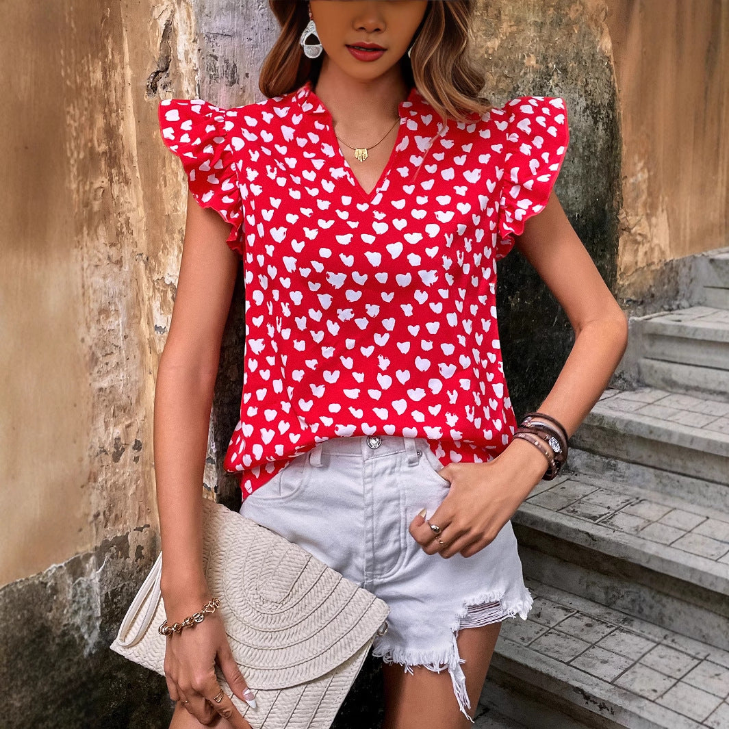 Chemisier pour femme avec des détails en volants et un motif en cœur Chic und Stil