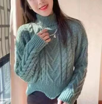 Pull-over en maille épaisse pour femmes avec col montant et motif en torsades Chic und Stil