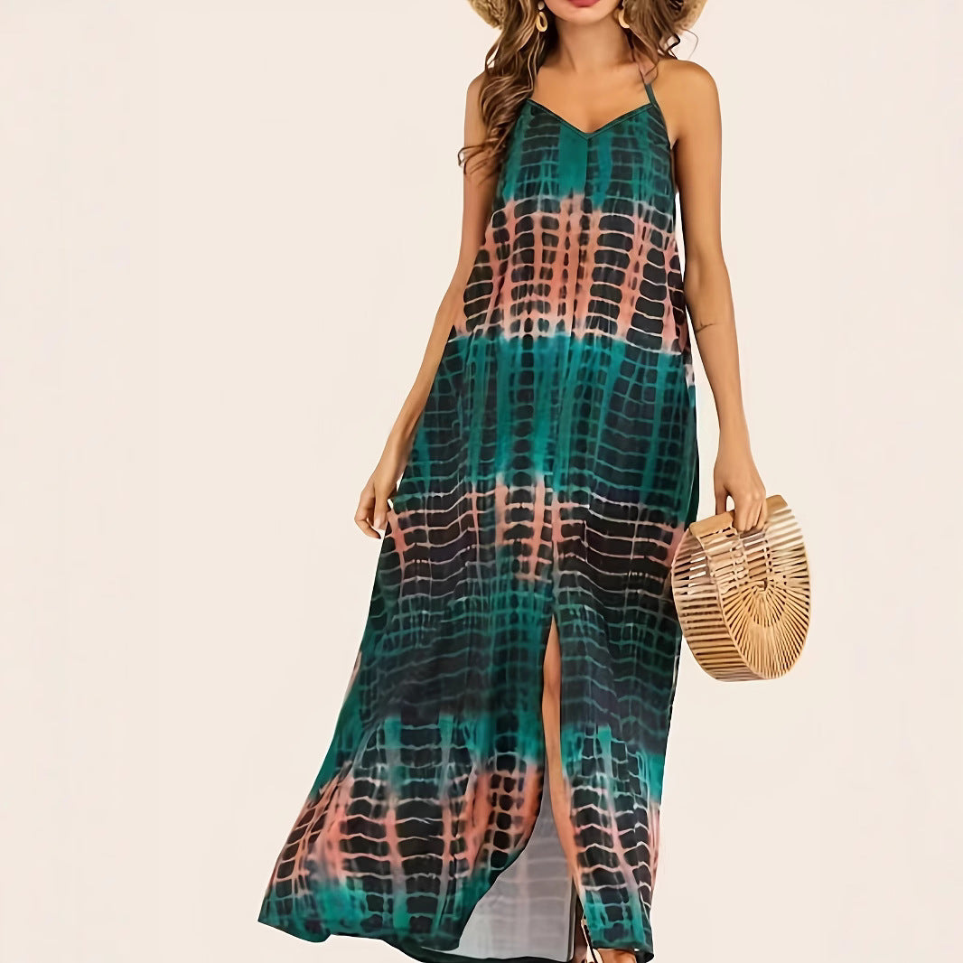 Robe maxi femme avec décolleté en V profond et fente chic Chic und Stil
