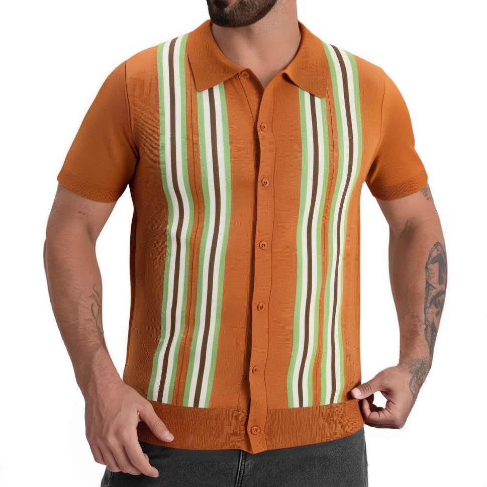 Chemise à manches courtes à la mode pour hommes avec rayures Chic und Stil