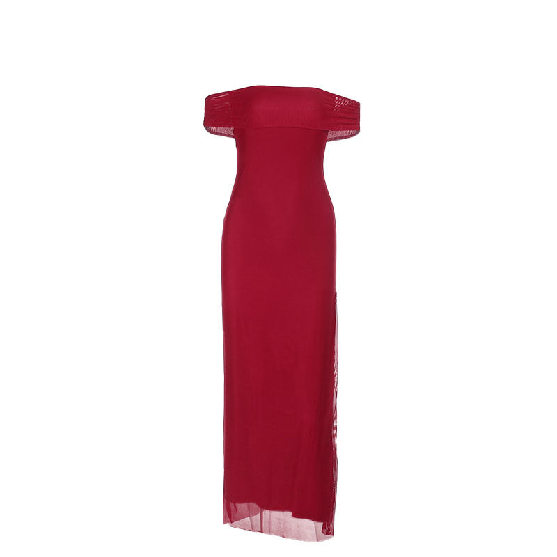 Robe Maxi Rüschen Off-Shoulder Chic und Stil pour Femme