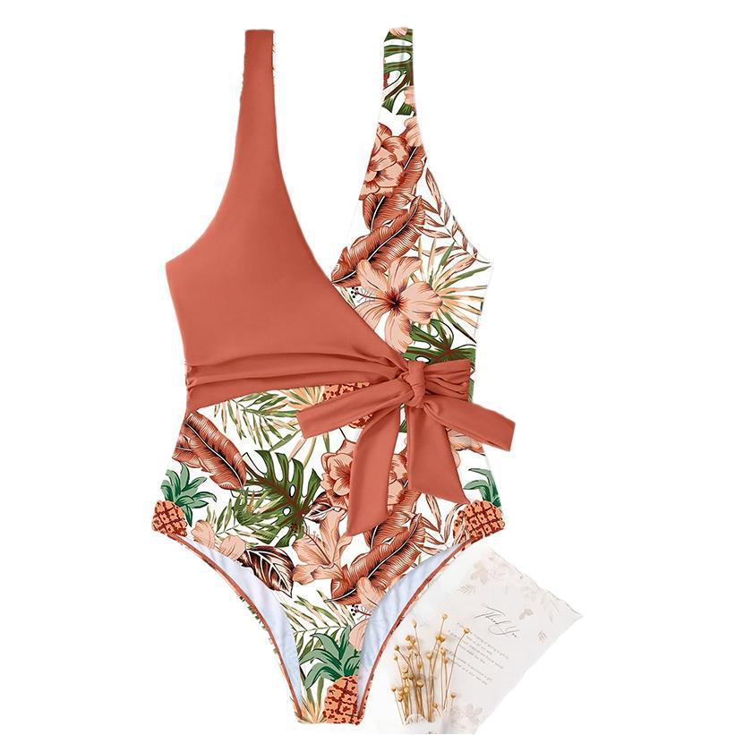 Maillot de bain une pièce à imprimé tropical à enrouler pour dames Chic und Stil