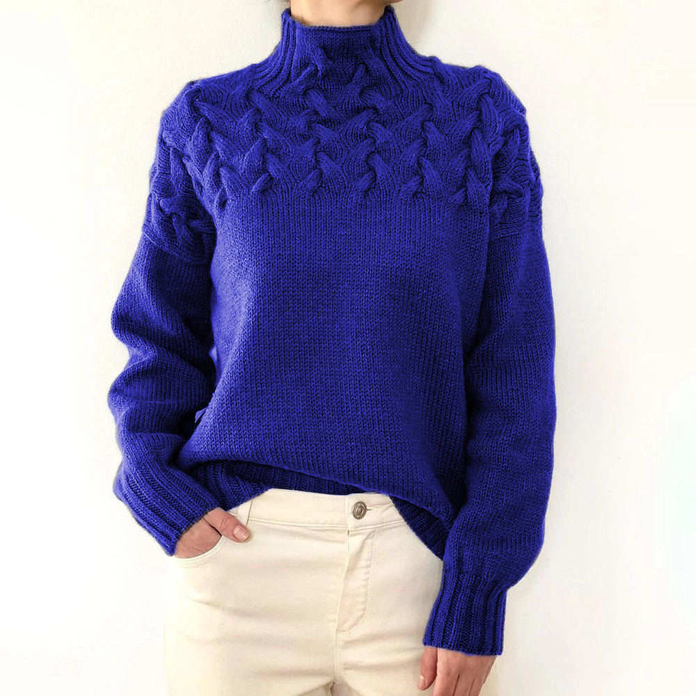Pull en tricot pour femmes avec col montant et motif torsadé tendance Chic und Stil