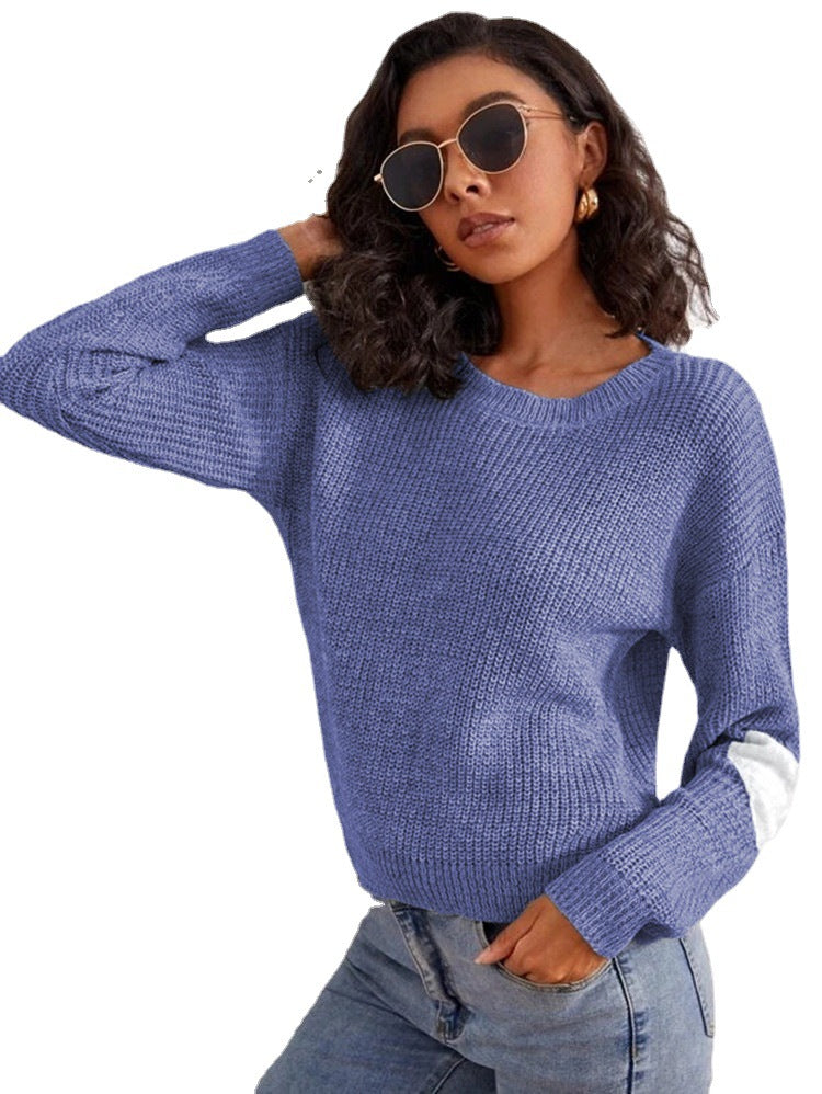 Pull en tricot tendance pour femmes avec des accents de manches contrastants Chic und Stil
