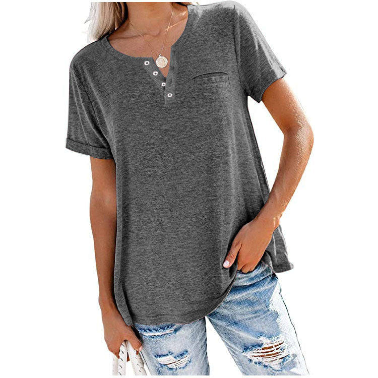 T-shirt pour femmes de haute qualité avec détail de bouton et coupe décontractée Chic und Stil