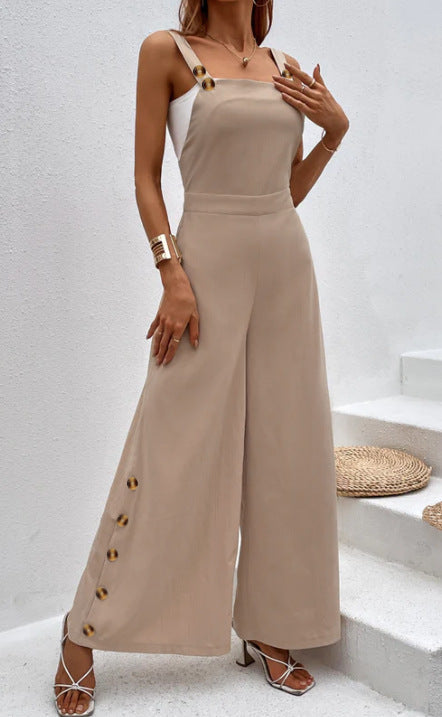 Combinaison pour femmes à la mode avec des détails de bouton élégants et des jambes larges Chic und Stil
