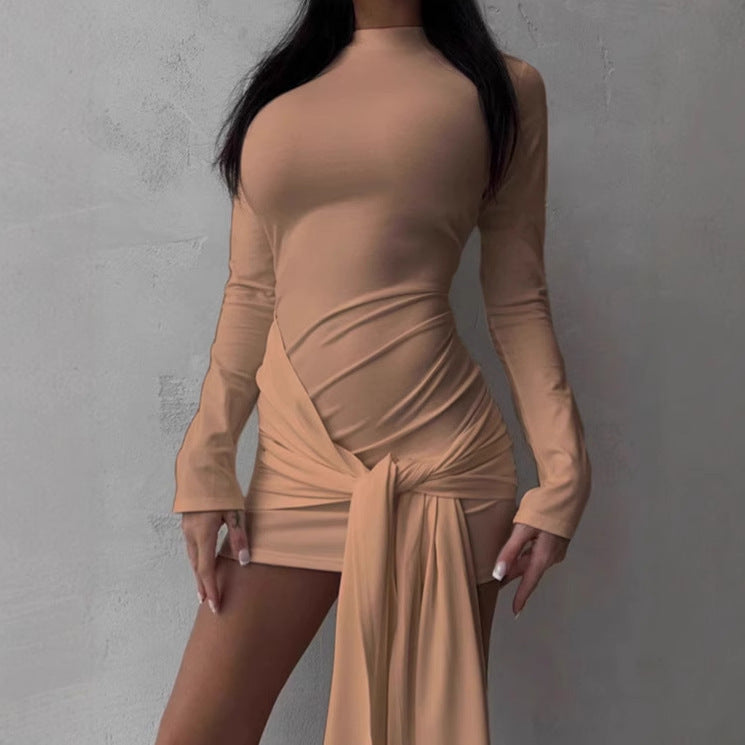 Robe portefeuille ajustée pour femmes à manches longues et drapée élégamment Chic und Stil