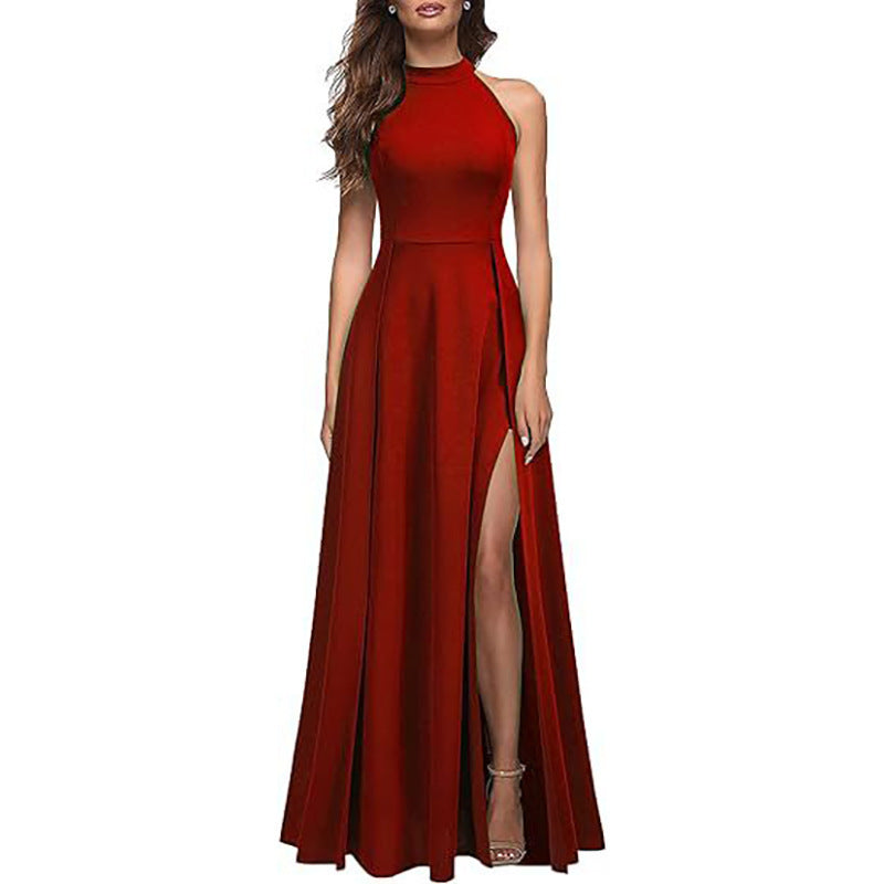 Dames Robe Maxi Élégante avec Fente Haute et Design Sans Manches Chic und Stil