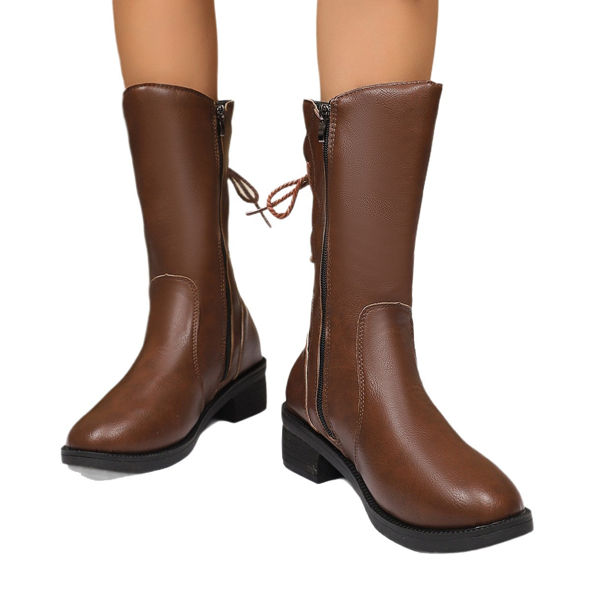 Bottes à la mode pour dames avec lacets et fermeture éclair latérale Chic und Stil