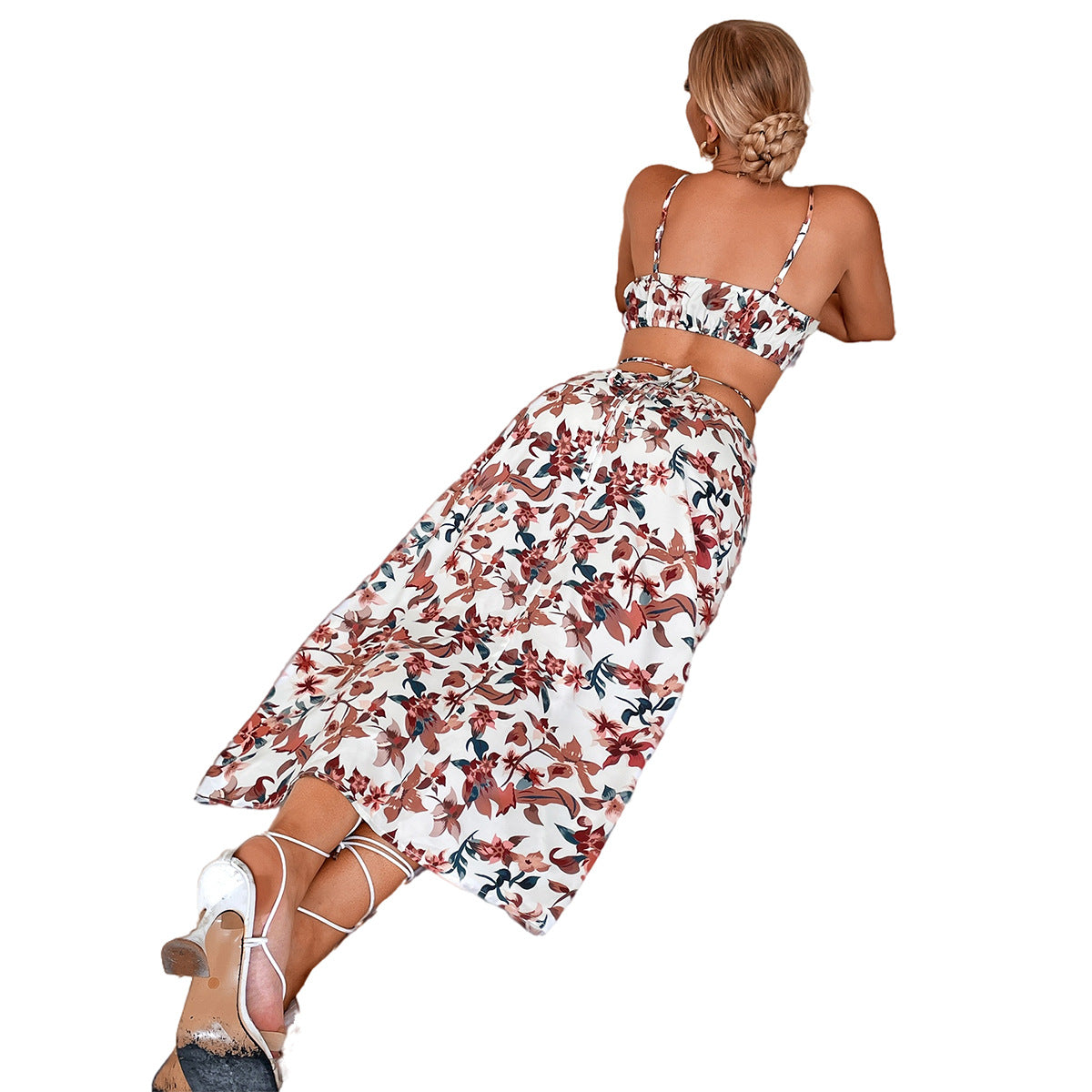 Robe maxi pour femmes avec motif floral et découpe espiègle Chic und Stil