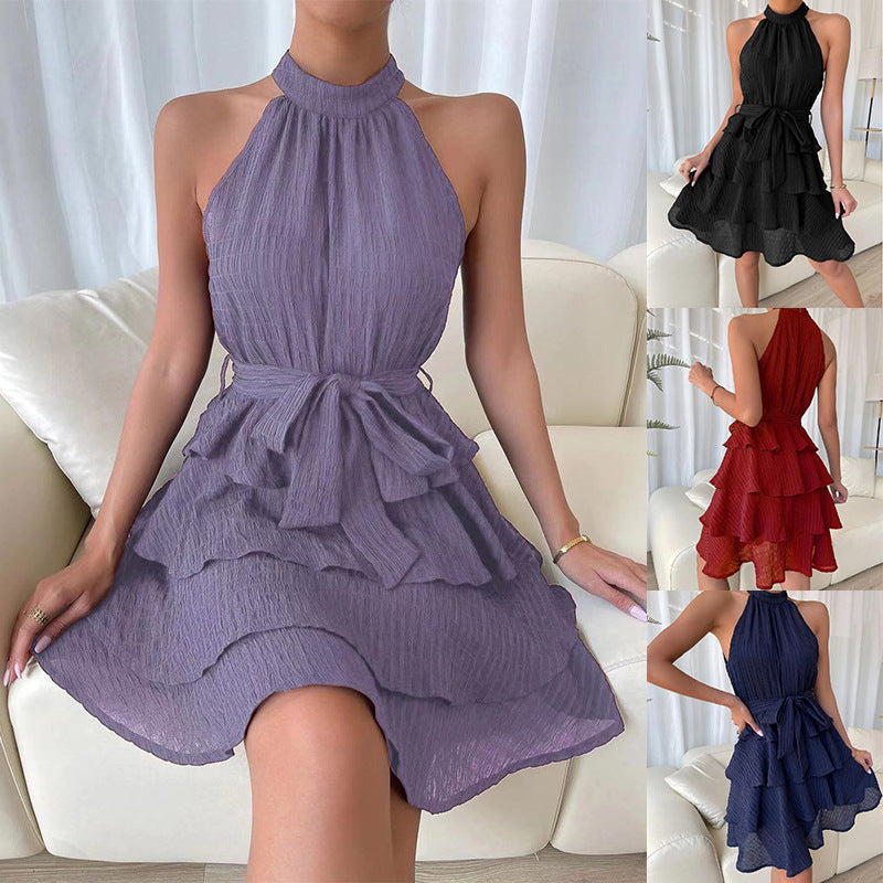 Robe mini dos nu avec volants pour femmes Chic und Stil
