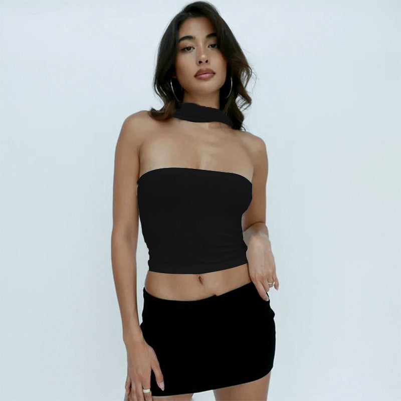 Top court sans bretelles asymétrique pour dames Chic und Stil