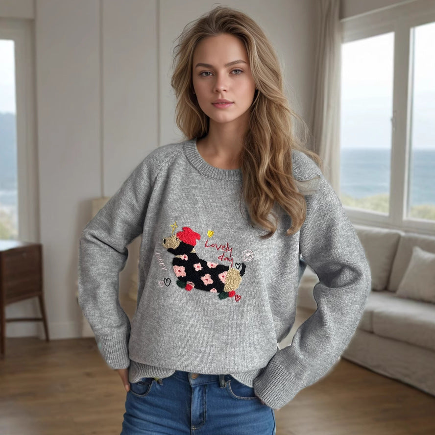 Pull femme avec motif animal et broderies décoratives Chic und Stil