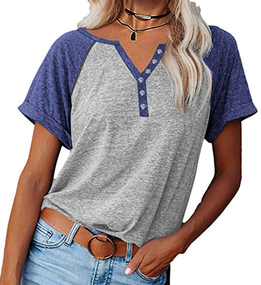 T-shirt femme style raglan avec détails de boutons décoratifs et coupe décontractée Chic und Stil