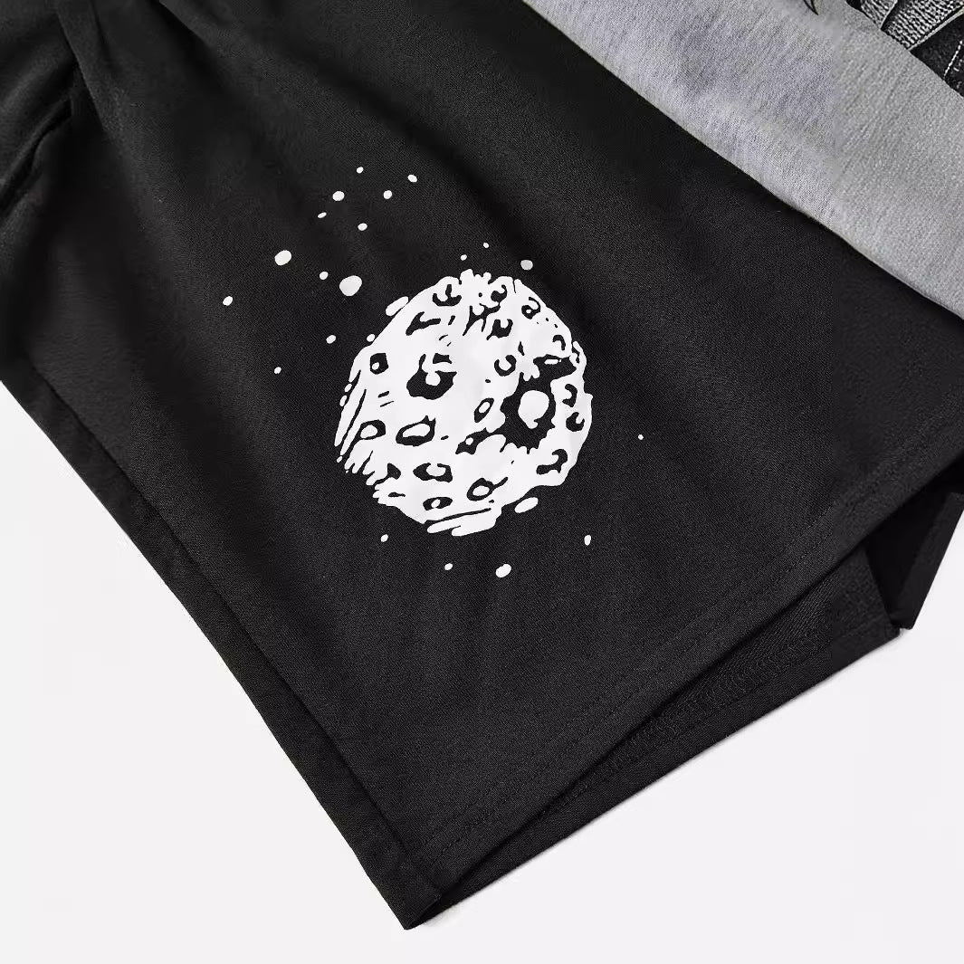 Shorts de loisirs pour femmes avec imprimé planétaire et taille élastique Chic und Stil