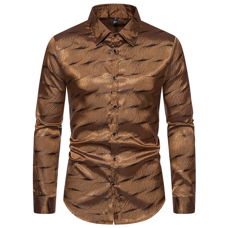 Chemise élégante à manches longues pour hommes avec motif ondulé brillant Chic und Stil